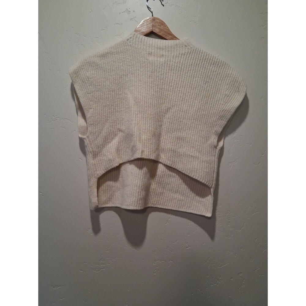 Anthropologie Maeve Size L Cream Sleeveless Sweater Hi/Low 100% Lambswool - Picture 2 of 11